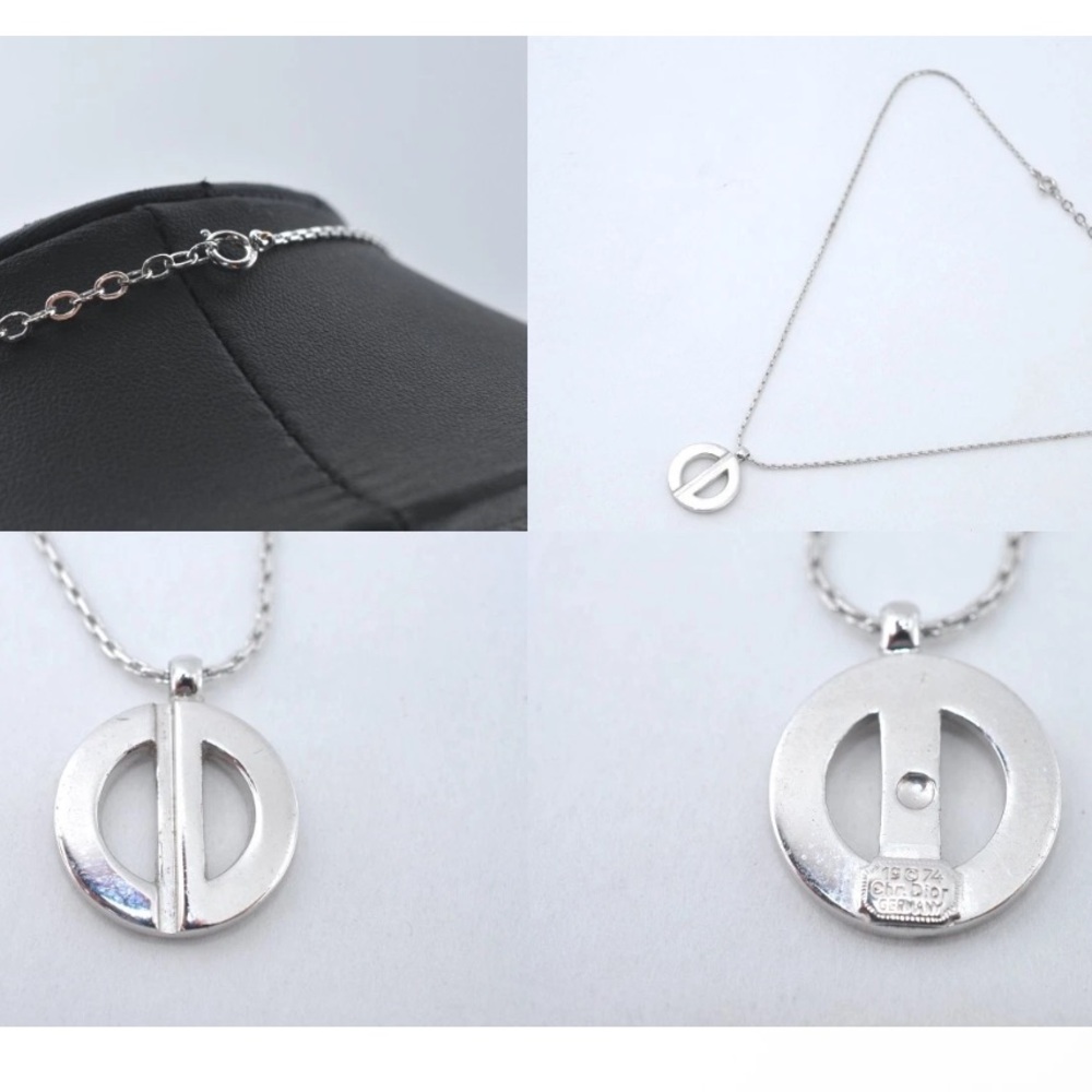 Christian Dior CD Silver Tone Pendant Necklace 14-16” - Picture 7 of 11